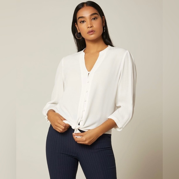 RW&co Tie Front 3/4 Sleeve Blouse - Picture 2 of 7